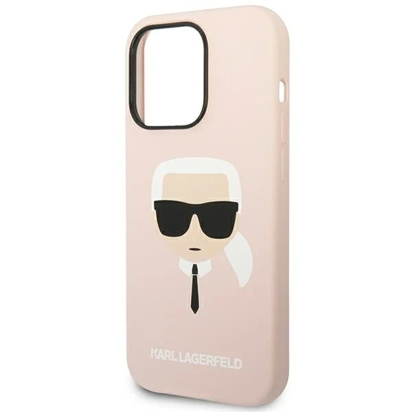 Karl Lagerfeld ochranné puzdro na telefón KLHCP14LSLKHLP pre Apple iPhone 14 Pro 6,1" pevné puzdro ružové/ružové silikónové Karl`s Head